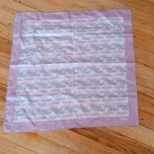 Fendi Pink and White Logo Silk Scarf